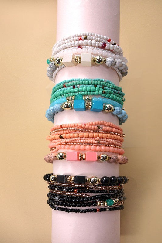 SEED BEAD STRETCH BRACELET SET