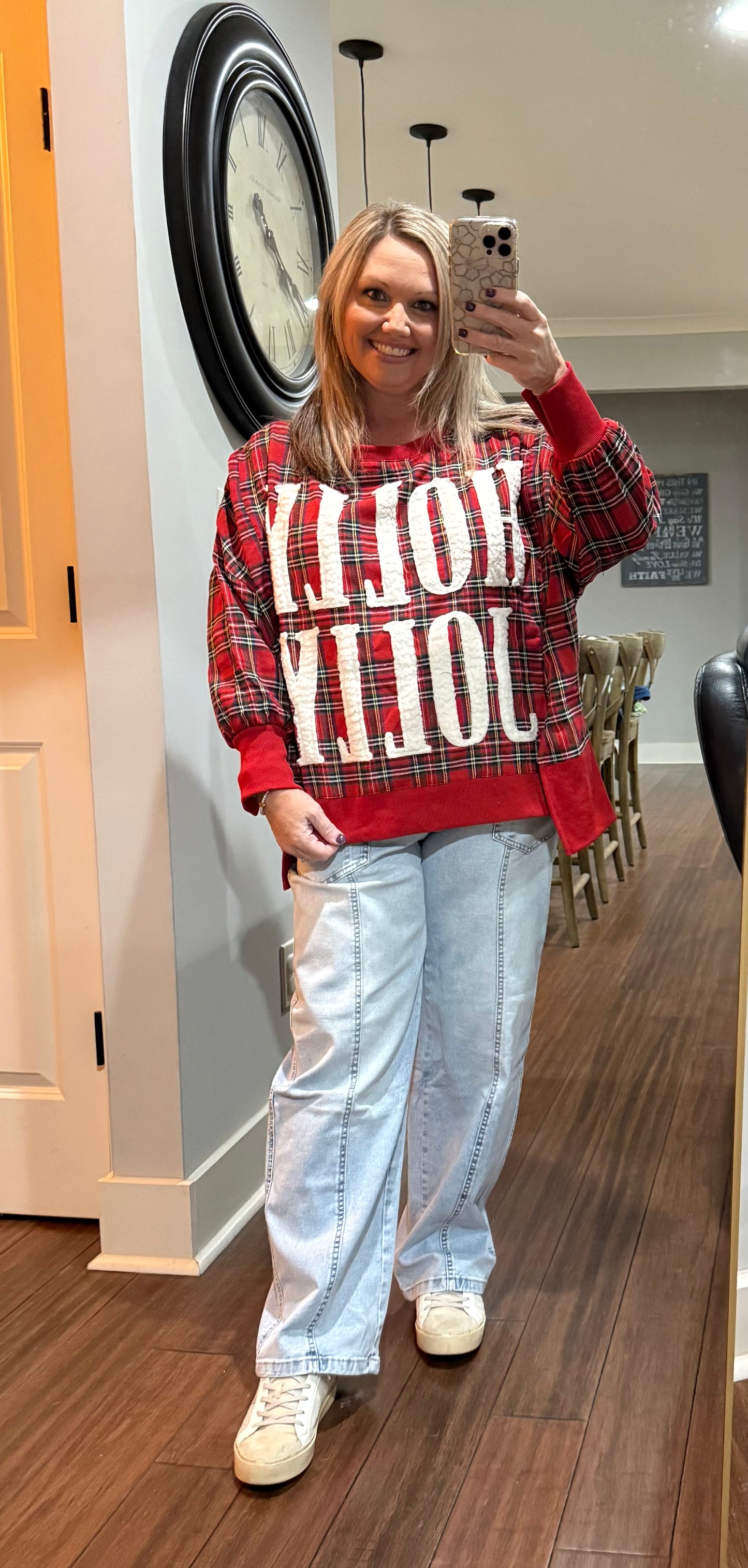 HOLLY JOLLY PLAID PULLOVER