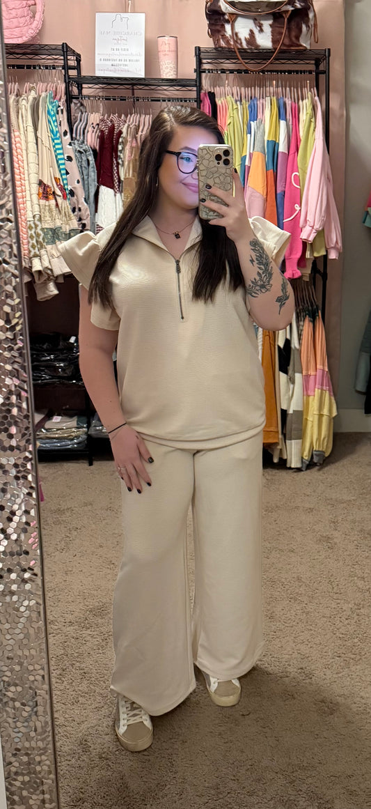RUFFLED SLEEVE PANT SET