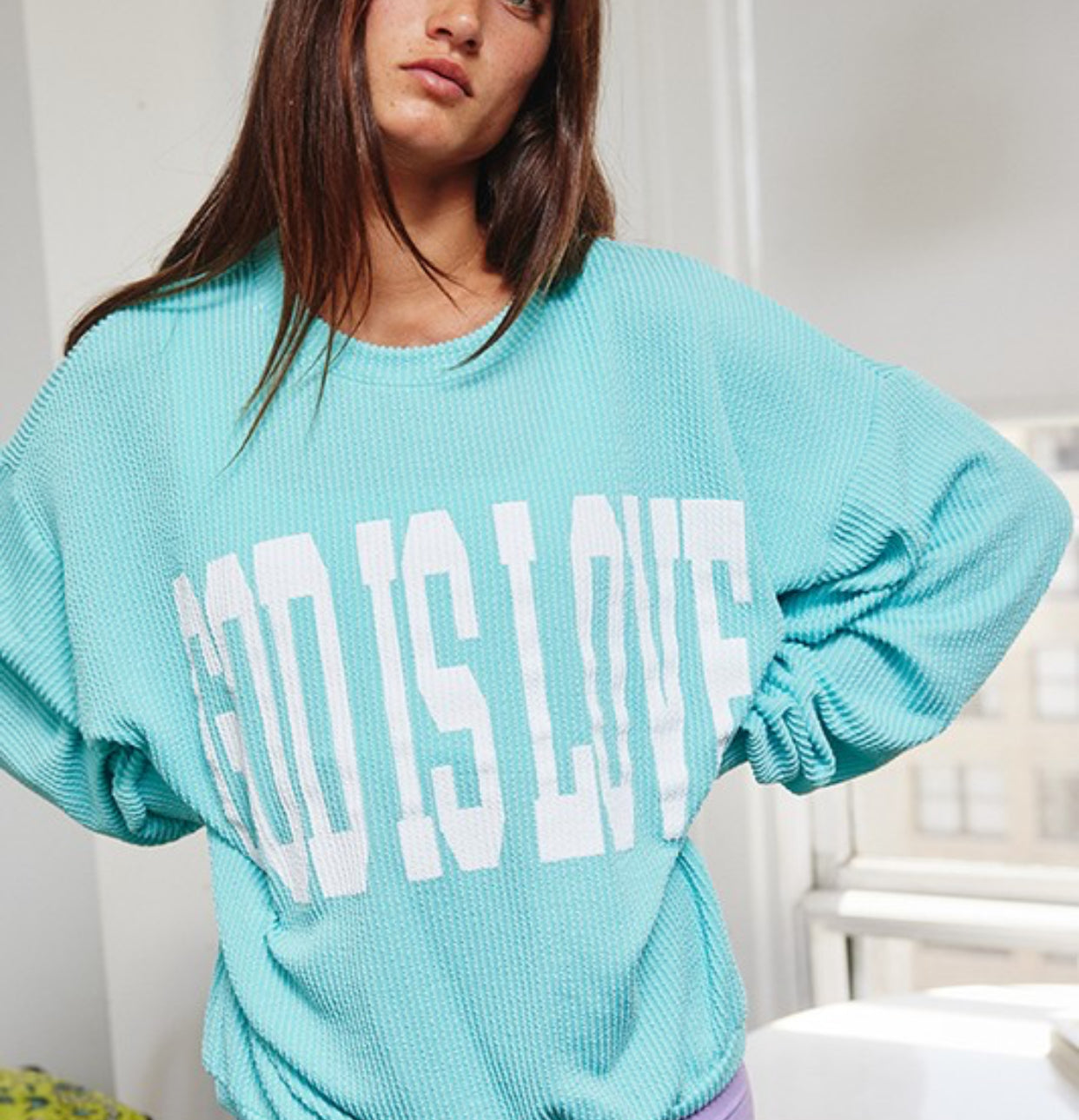 GOD IS LOVE RIBBED PULLOVER