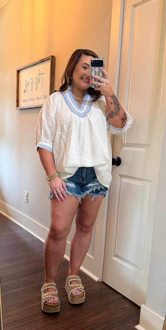 PUFF SLEEVE TOP  **CURVY**
