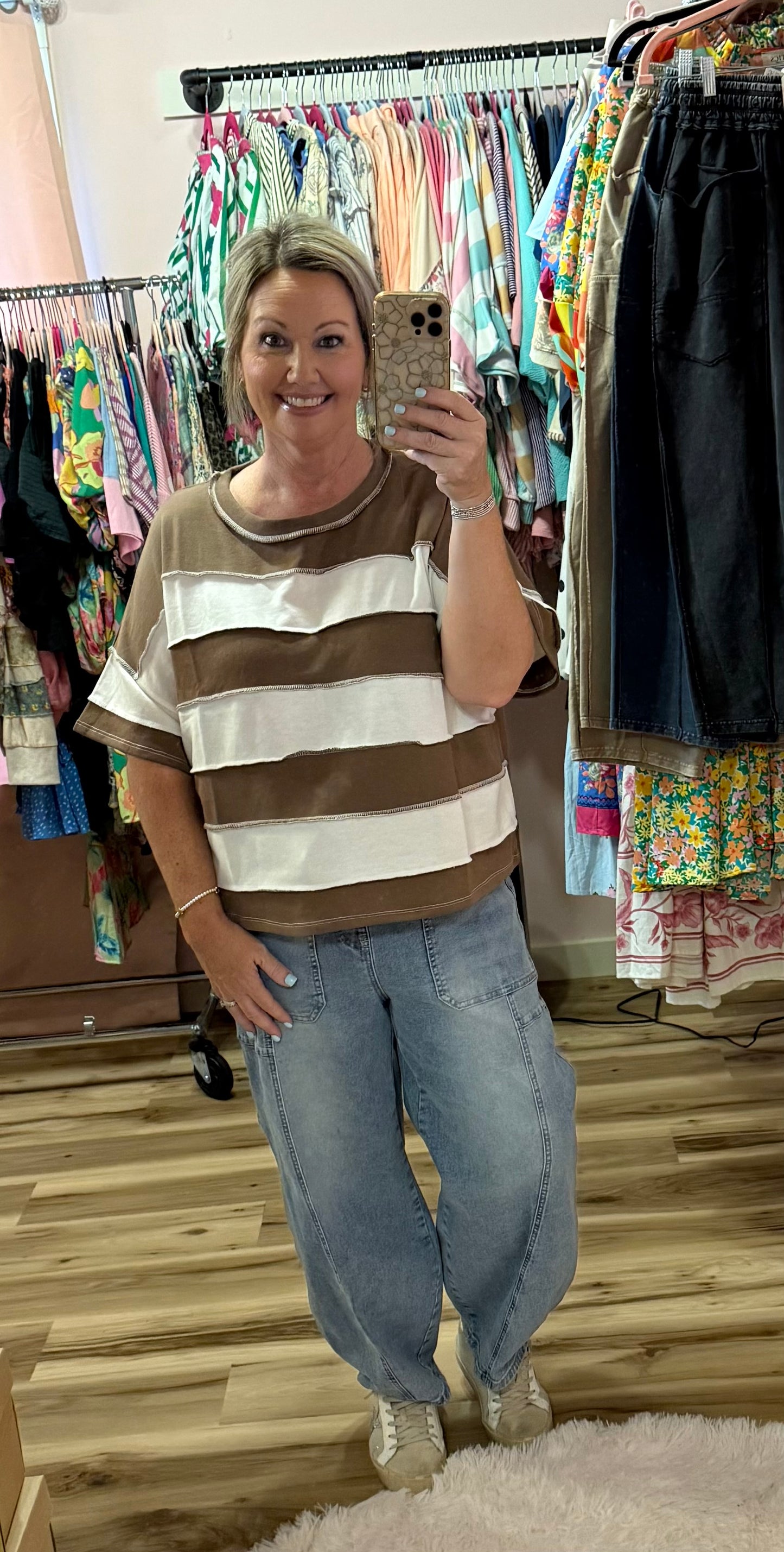 FRENCH TERRY STRIPED TOP