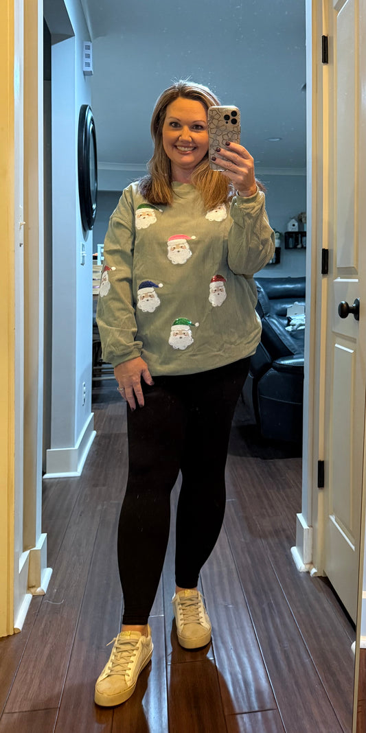 SEQUIN SANTA RIBBED PULLOVER