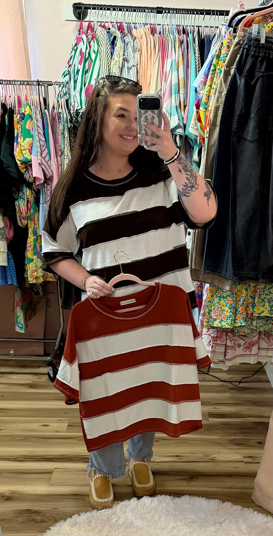 FRENCH TERRY STRIPED TOP