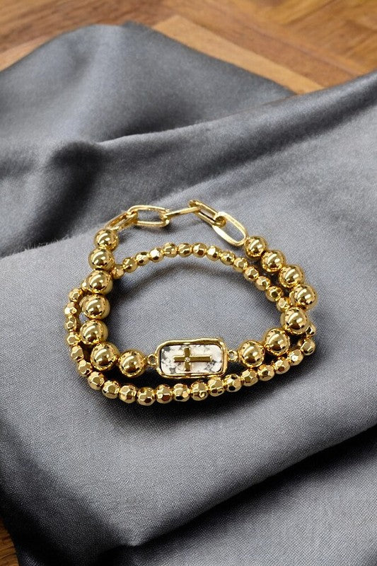 STONE CROSS ACCENT BRACELET