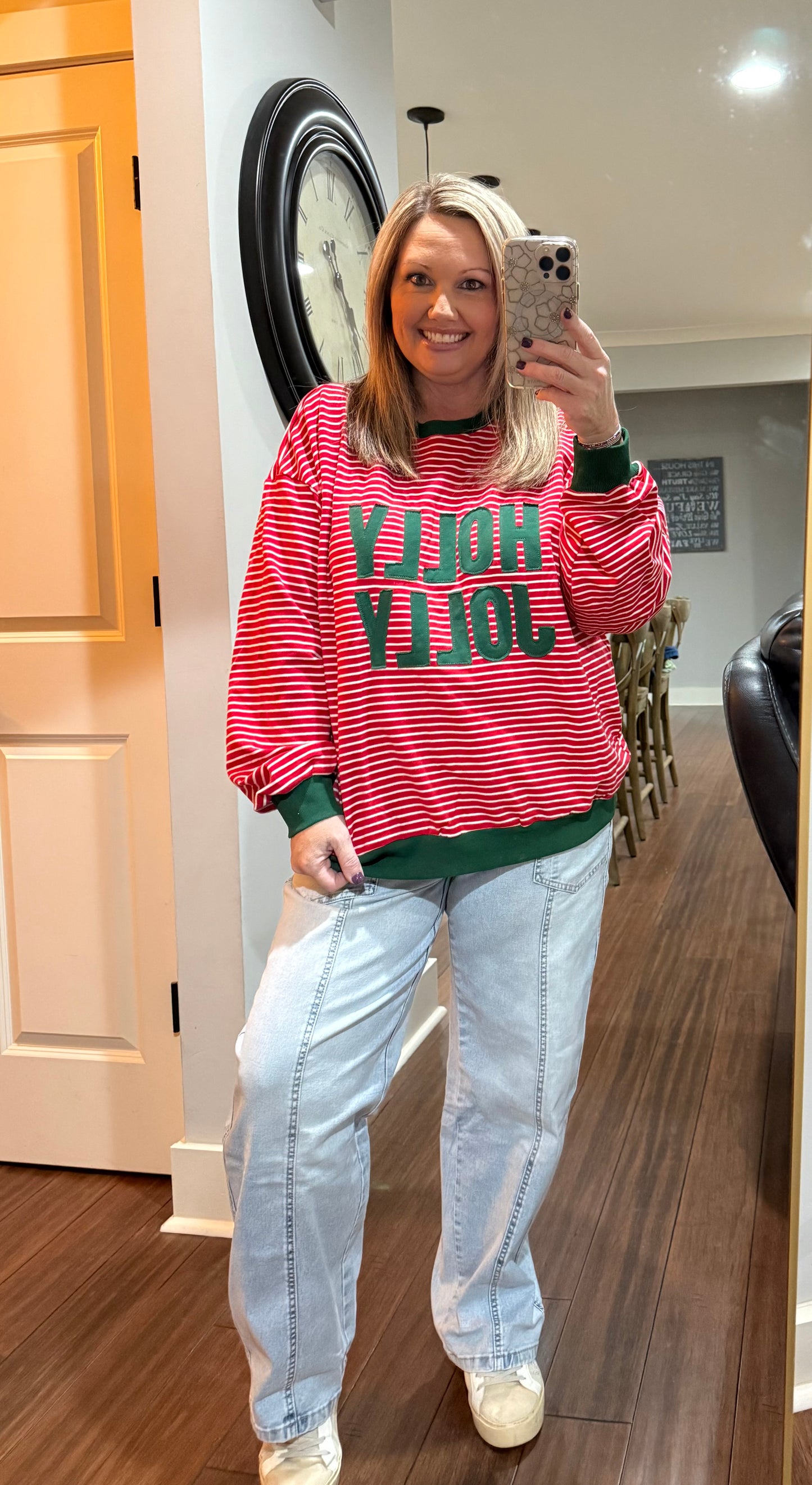 HOLLY JOLLY STRIPED PULLOVER