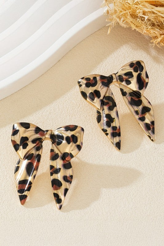 LEOPARD BOW EARRINGS