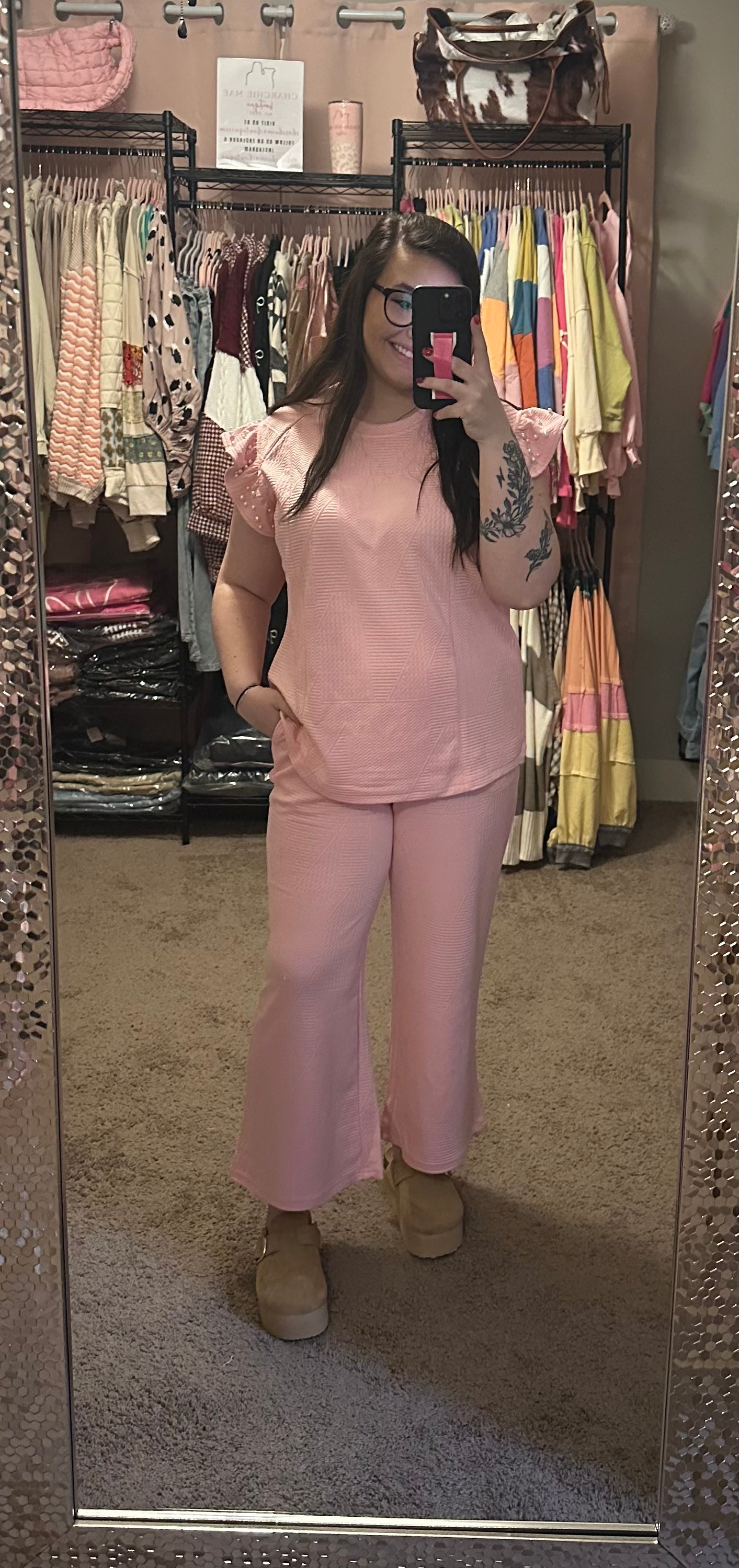 Pink Pearl Pants Set
