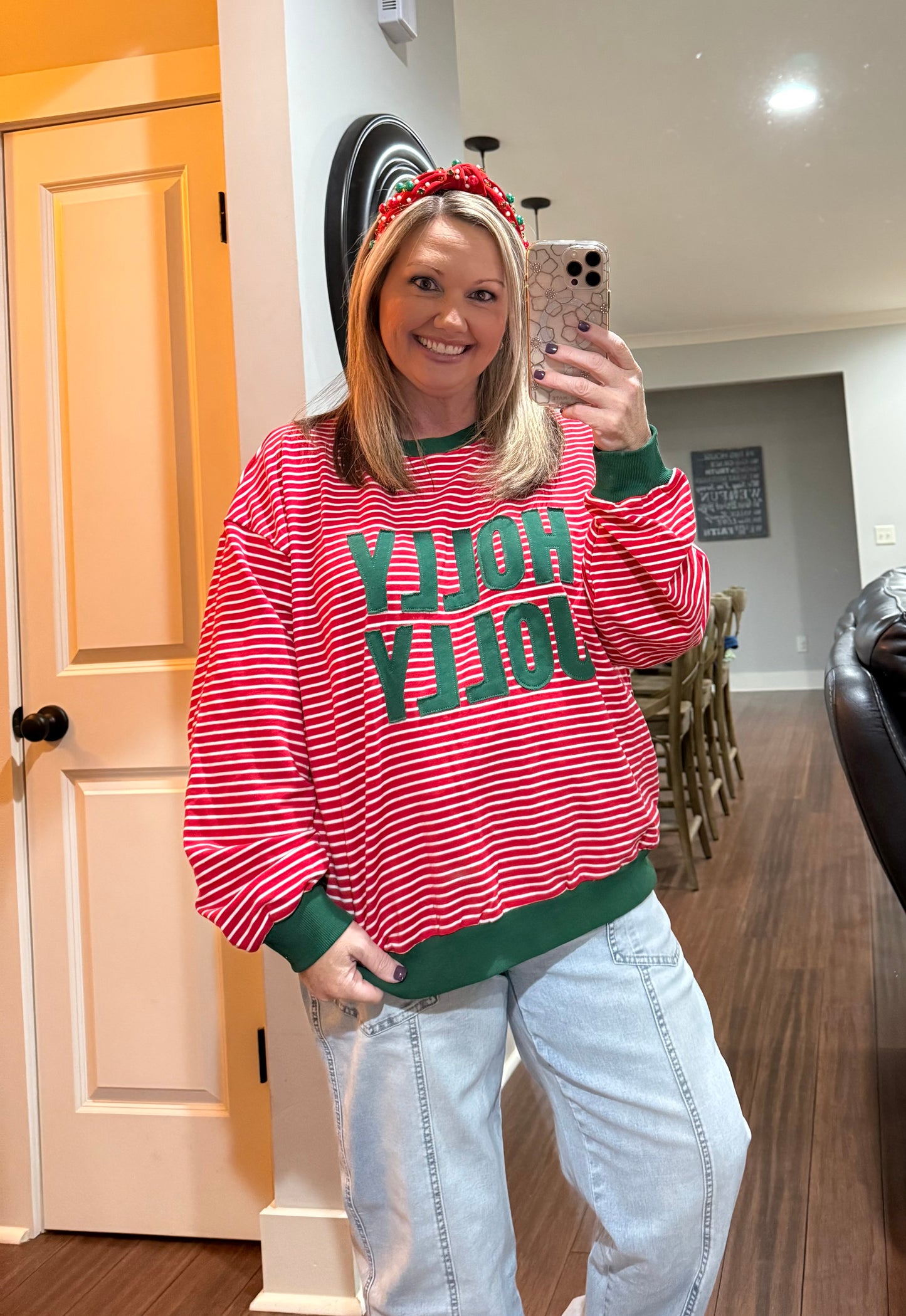 HOLLY JOLLY STRIPED PULLOVER