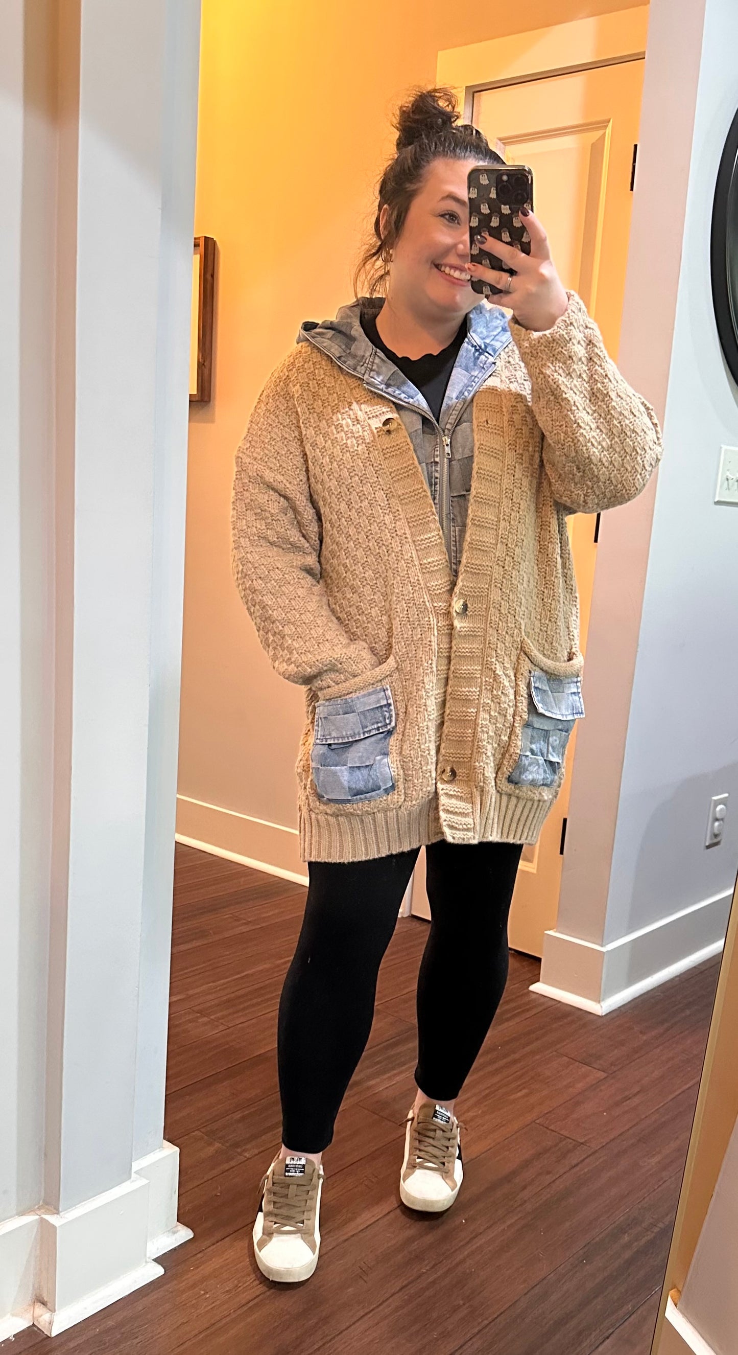 DENIM SWEATER CARDIGAN