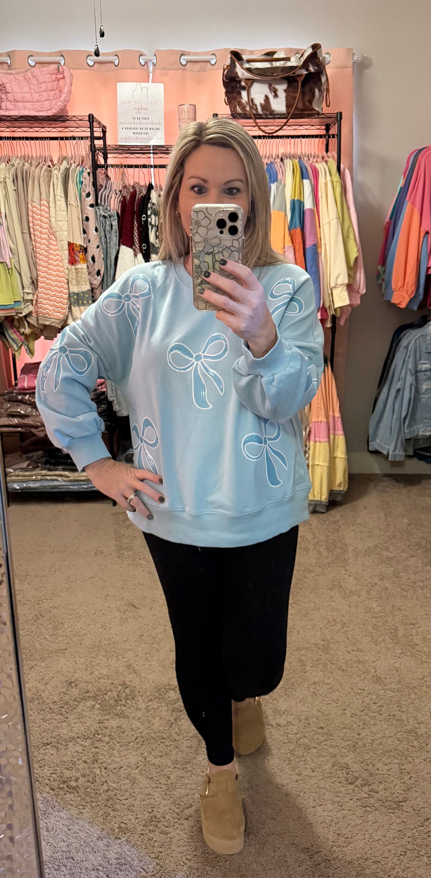 Blue Bow Pullover