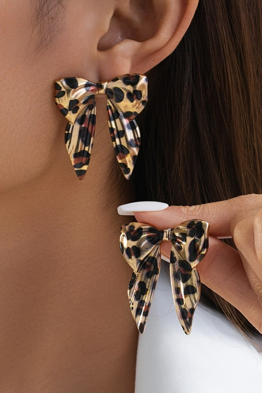 LEOPARD BOW EARRINGS