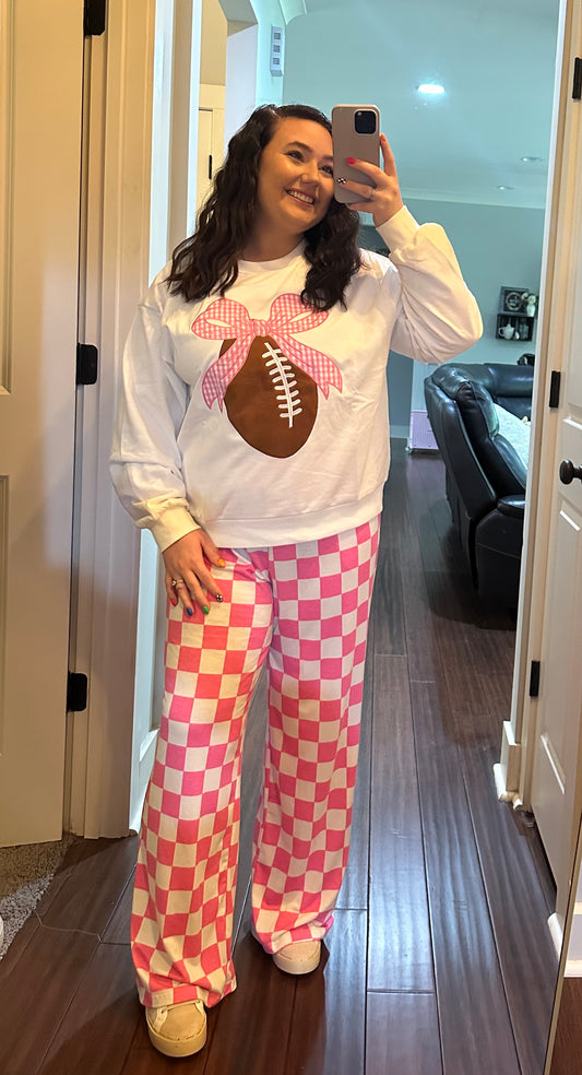 RIBBON BOW FOOTBALL CREWNECK