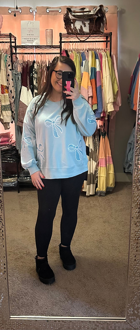 Blue Bow Pullover