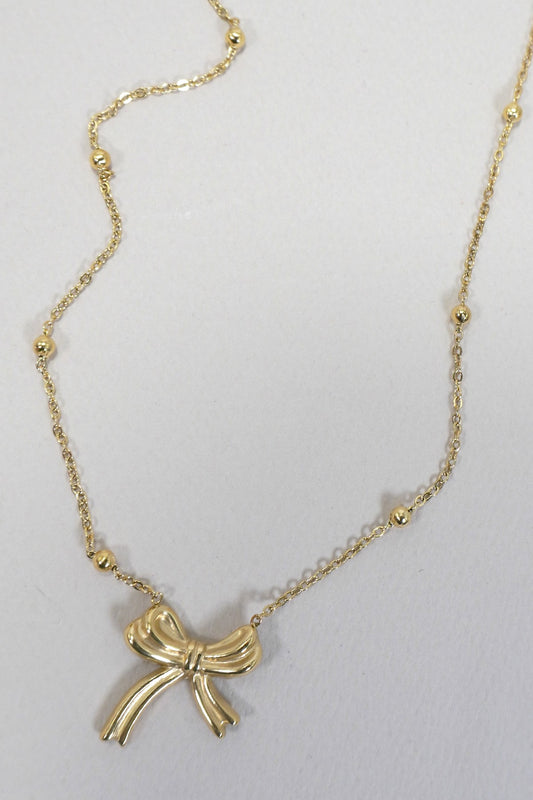 GOLD BOW NECKLACE
