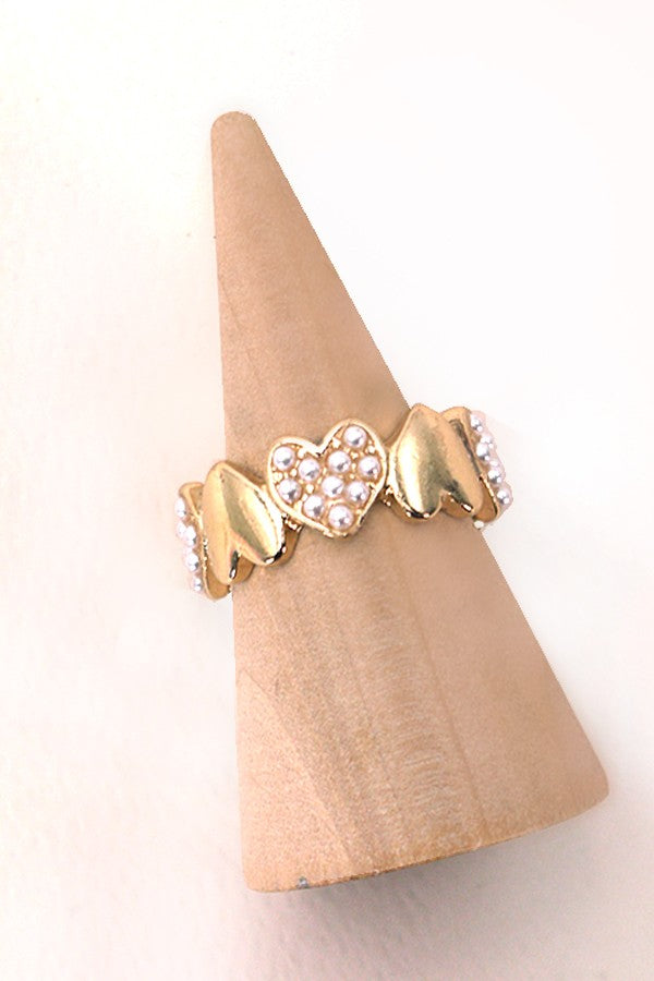 HEART PEARL RING