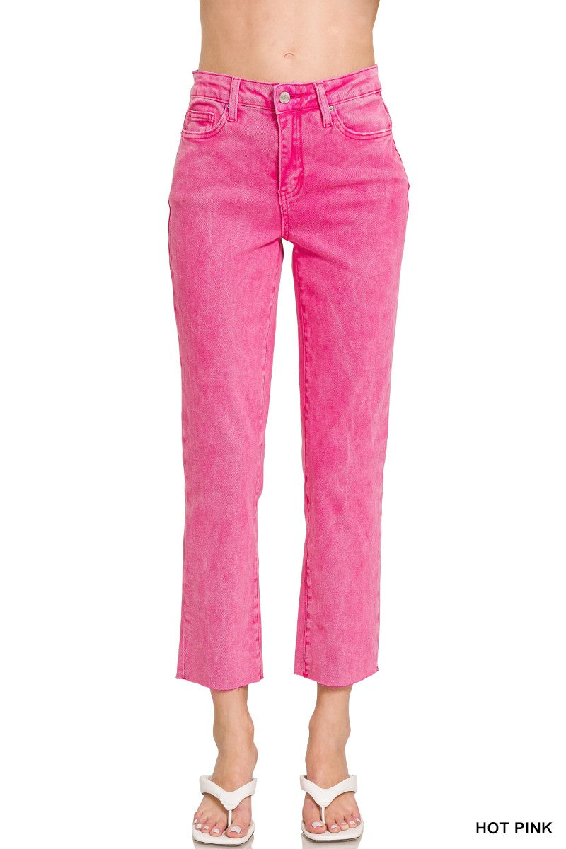MIRANDA ACID WASHED CROPPED PANTS