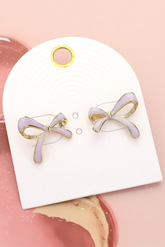 ENAMEL BOW STUD EARRINGS