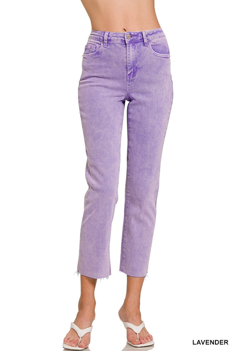 MIRANDA ACID WASHED CROPPED PANTS