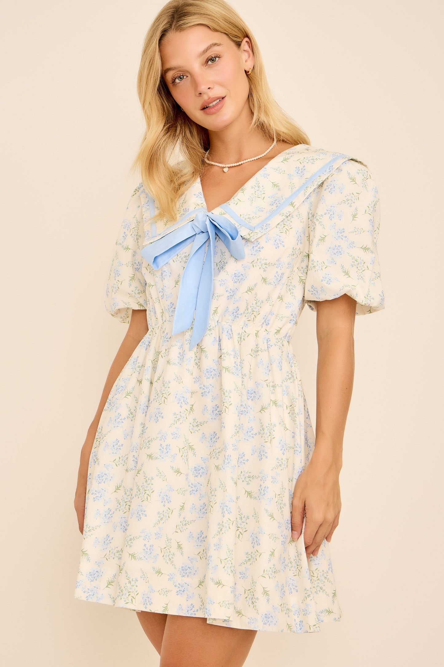 LILACS AND BOW MINI DRESS
