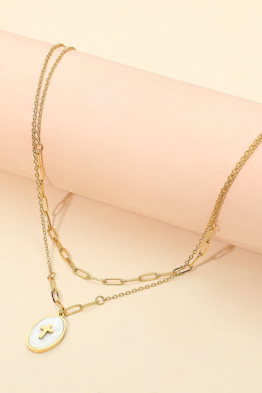 CROSS EMBOSSED NECKLACE