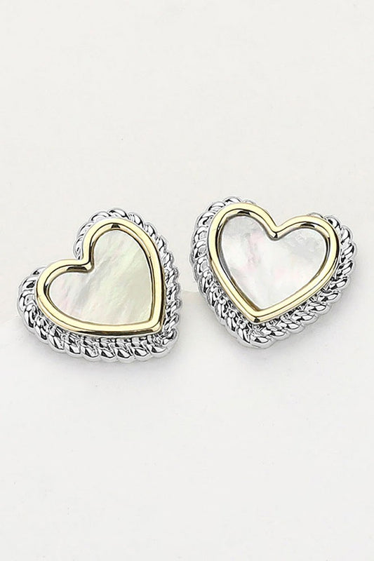 MOTHER OF PEARL HEART STUD EARRINGS