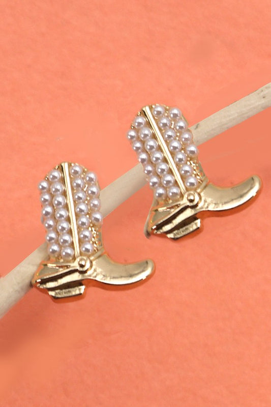 PEARLS AND BOOTS STUD EARRINGS