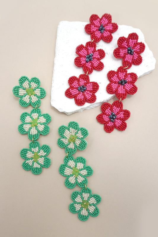 FLOWER SEED BEAD EARRINGS