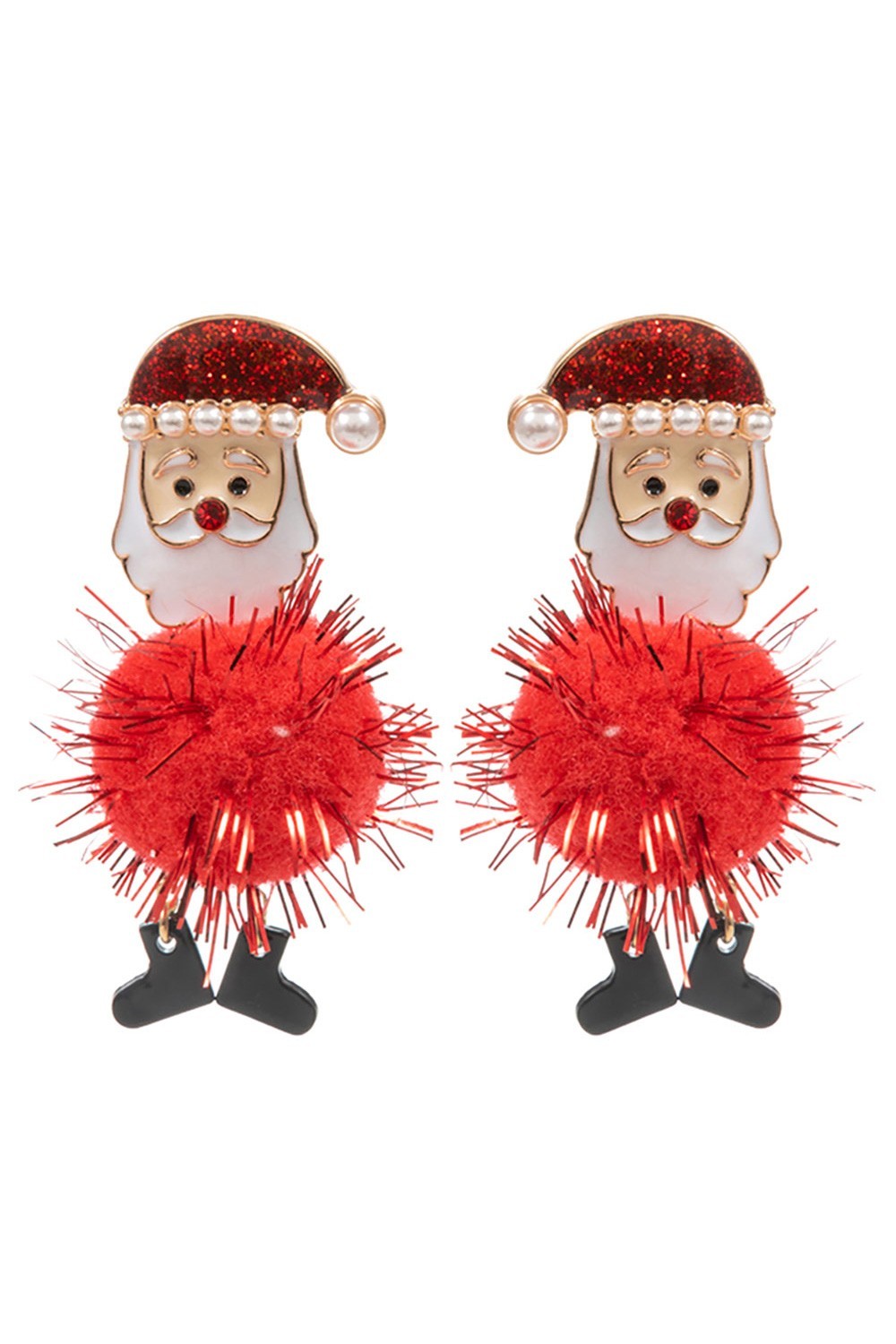 SANTA POM POM DANGLE EARRINGS