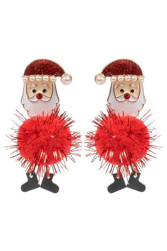 SANTA POM POM DANGLE EARRINGS