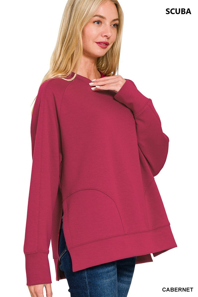 AIMEE SCUBA PULLOVER WITH SIDE SLITS  **REGULAR AND CURVY**