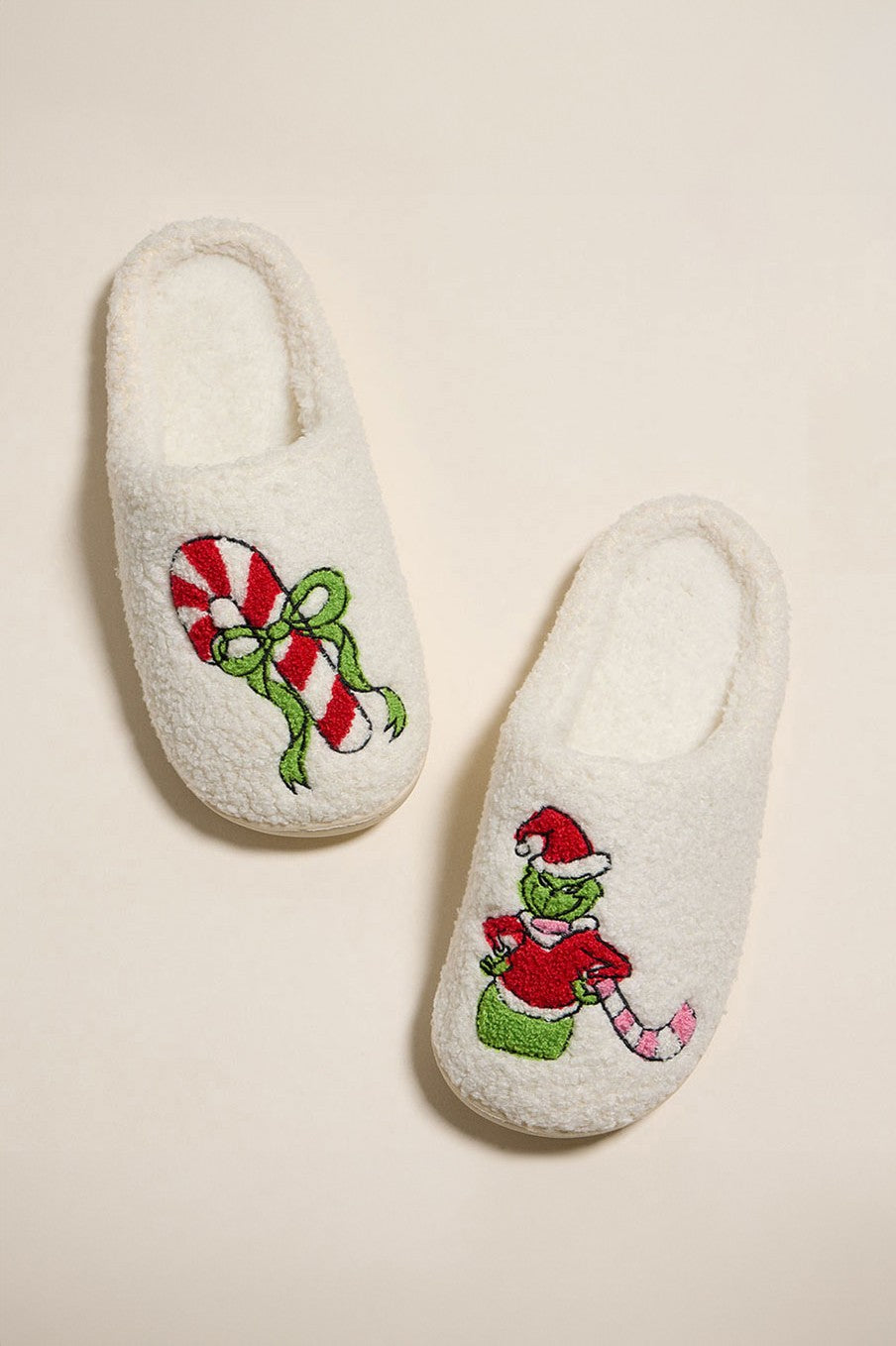 GRINCH CANDY CANE SLIPPERS